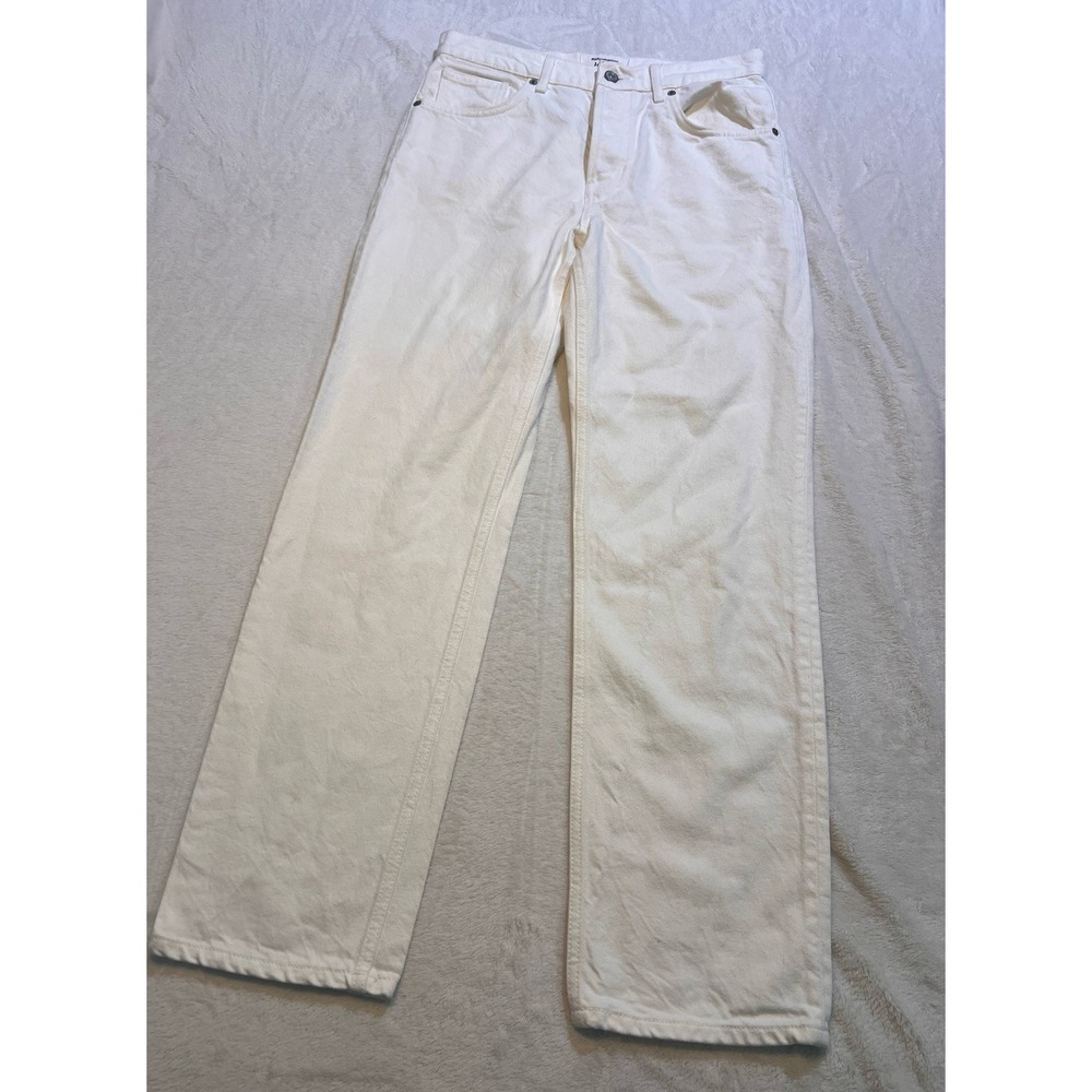 Reformation Casey Mid Rise Relaxed Straight Jeans Vintage White Size 27